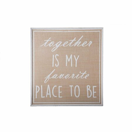 URBAN TRENDS COLLECTION Wood Rectangle Wall Art with Place to be Writing on Weave Surface, Natural Brown 53352